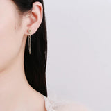 Rose Flower 925 Sterling Silver Earrings Long Style Fine Gift