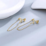 Rose Flower 925 Sterling Silver Earrings Long Style Fine Gift