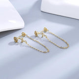 Rose Flower 925 Sterling Silver Earrings Long Style Fine Gift