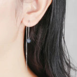 925 Silver Evil Eyes Pendant Earrings Zircon Tassel Women Jewelry