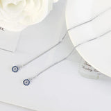 925 Silver Evil Eyes Pendant Earrings Zircon Tassel Women Jewelry