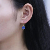 925 Sterling Silver Starry Sky Hoop Earrings Enamel Moon Pendant
