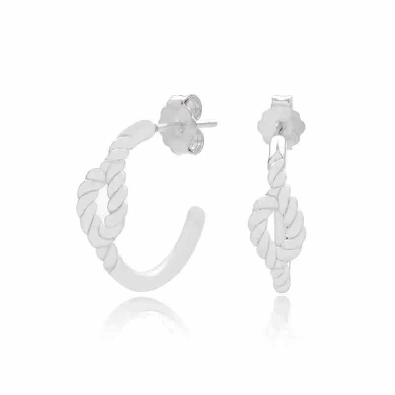 925 Sterling Silver Cross Twist Stud Earring For Women