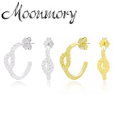 925 Sterling Silver Cross Twist Stud Earring For Women