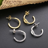 925 Sterling Silver Cross Twist Stud Earring For Women