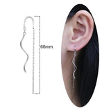 925 Silver Wave Chain Wedding Threader Earrings European Pop Jewelry