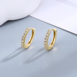 925 Silver Hoop Earrings CZ Circle Women's Jewelry