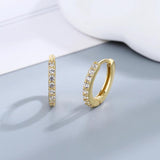 925 Silver Hoop Earrings CZ Circle Women's Jewelry