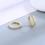 925 Silver Hoop Earrings CZ Circle Women's Jewelry