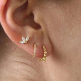 925 Silver Hoop Earrings CZ Circle Women's Jewelry