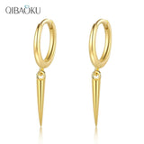 Silver 925 Small Bullet Shape Earrings for Women Hippie Party Gift
