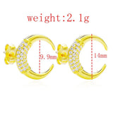 925 Silver Zircon Moon Stud Earring Xmas Party Letter C Jewelry