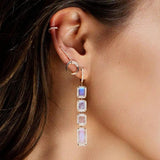 925 Silver Zircon Moon Stud Earring Xmas Party Letter C Jewelry