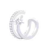 925 Silver Starfish Ear Cuff Zircon Crystal Jewelry