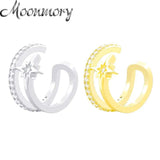 925 Silver Starfish Ear Cuff Zircon Crystal Jewelry