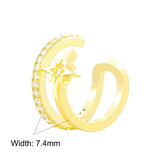 925 Silver Starfish Ear Cuff Zircon Crystal Jewelry