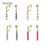 S925 Rainbow Zircon Stud Earring Colorful Crystal Fine Earrings