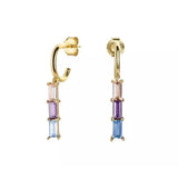 S925 Rainbow Zircon Stud Earring Colorful Crystal Fine Earrings