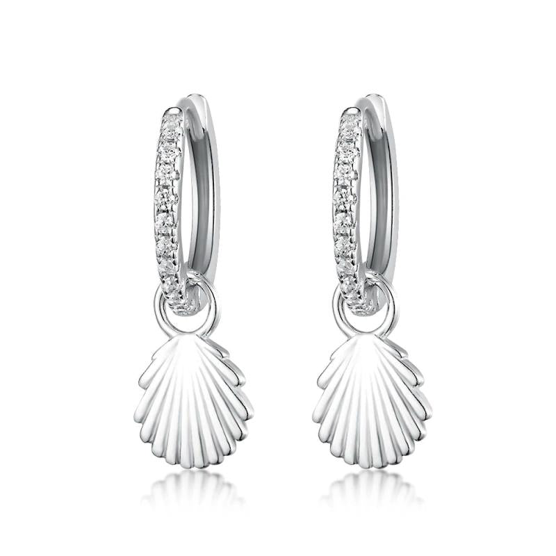 Shell-shaped Hoop Earrings 925 Silver Wedding Jewelry