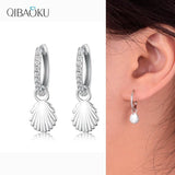 Shell-shaped Hoop Earrings 925 Silver Wedding Jewelry