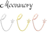 925 Silver Zircon Chain Pendant Earrings Romantic Tassel Ear Cuff
