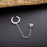 925 Silver Zircon Chain Pendant Earrings Romantic Tassel Ear Cuff