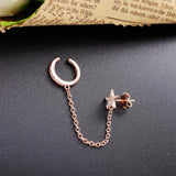 925 Silver Zircon Chain Pendant Earrings Romantic Tassel Ear Cuff