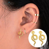 925 Silver Snake Shaped Stud Earrings for Women Fine Jewelry Gift
