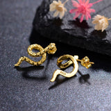 925 Silver Snake Shaped Stud Earrings for Women Fine Jewelry Gift