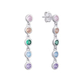 925 Silver Zircon Bead Stud Earring Punk Crystal Tassel Piercing Jewelry