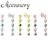 925 Silver Zircon Bead Stud Earring Punk Crystal Tassel Piercing Jewelry