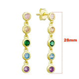 925 Silver Zircon Bead Stud Earring Punk Crystal Tassel Piercing Jewelry