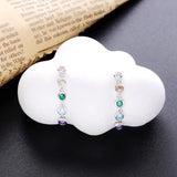 925 Silver Zircon Bead Stud Earring Punk Crystal Tassel Piercing Jewelry