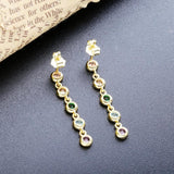925 Silver Zircon Bead Stud Earring Punk Crystal Tassel Piercing Jewelry