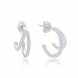 925 Silver Double Hook Stud Earring European Style Half Circle Jewelry