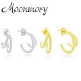 925 Silver Double Hook Stud Earring European Style Half Circle Jewelry