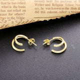 925 Silver Double Hook Stud Earring European Style Half Circle Jewelry