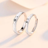 Wave Pattern Sun Moon Couples Ring 925 Silver Plated Valentine Gift