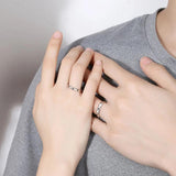 Wave Pattern Sun Moon Couples Ring 925 Silver Plated Valentine Gift