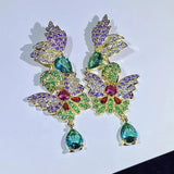 Rainbow Butterfly Wings Amethyst Crystal Stud Earrings