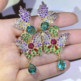 Rainbow Butterfly Wings Amethyst Crystal Stud Earrings