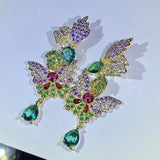 Rainbow Butterfly Wings Amethyst Crystal Stud Earrings