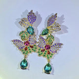 Rainbow Butterfly Wings Amethyst Crystal Stud Earrings