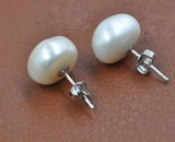 AA Real Pearl Earrings 11-12mm Freshwater S925 Sterling Silver Stud