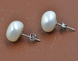 AA Real Pearl Earrings 11-12mm Freshwater S925 Sterling Silver Stud