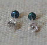 Peacock Pearl Stud Earrings 4mm Silver Charming Bridesmaid Gift
