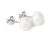 925 Silver Freshwater Pearl Grey Purple Stud Earrings