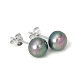 925 Silver Freshwater Pearl Grey Purple Stud Earrings