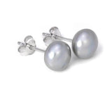 925 Silver Freshwater Pearl Grey Purple Stud Earrings