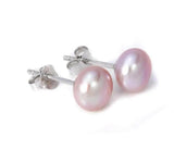 925 Silver Freshwater Pearl Grey Purple Stud Earrings